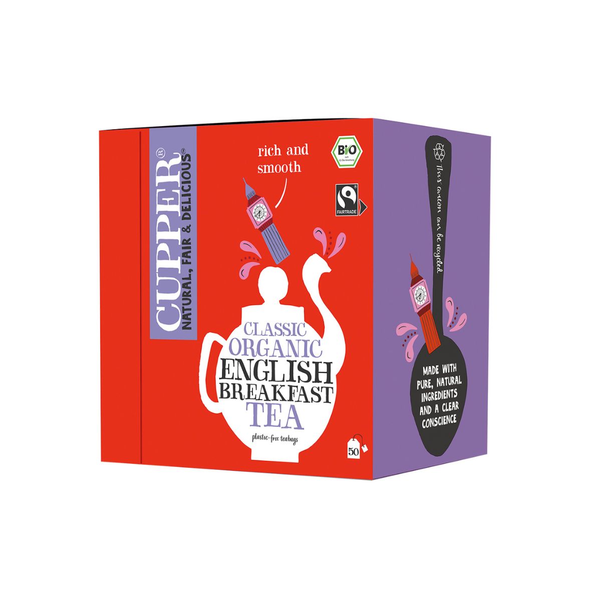 Svart te English Breakfast Bio Cupper 50 påsar