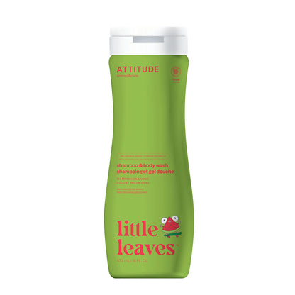 Super Leaves kids Shampooing et gel douche 2 en 1 pour enfants Pastèque et noix de coco Attitude 473 ml