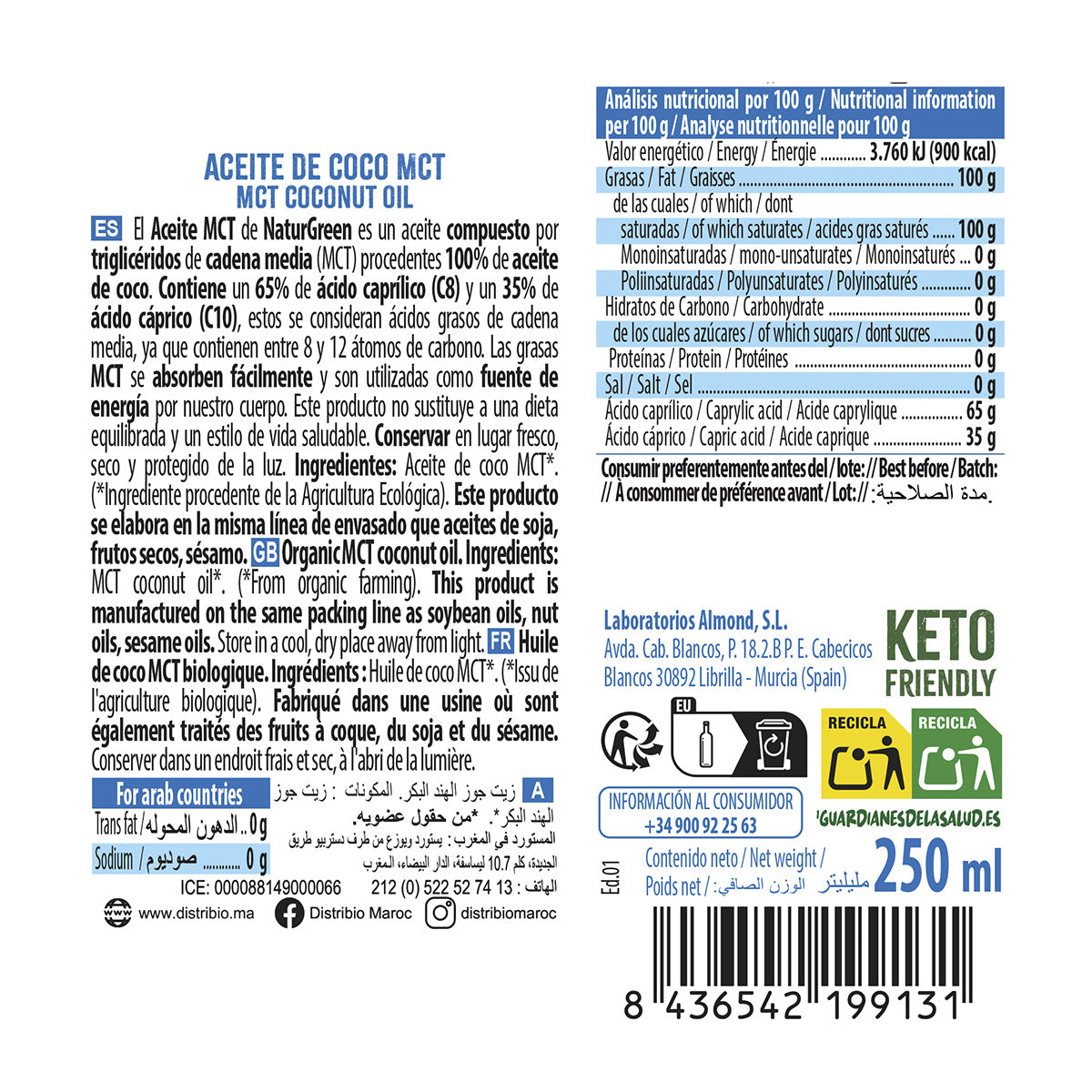 MCT-kokosolja Bio NaturGreen 250 ml