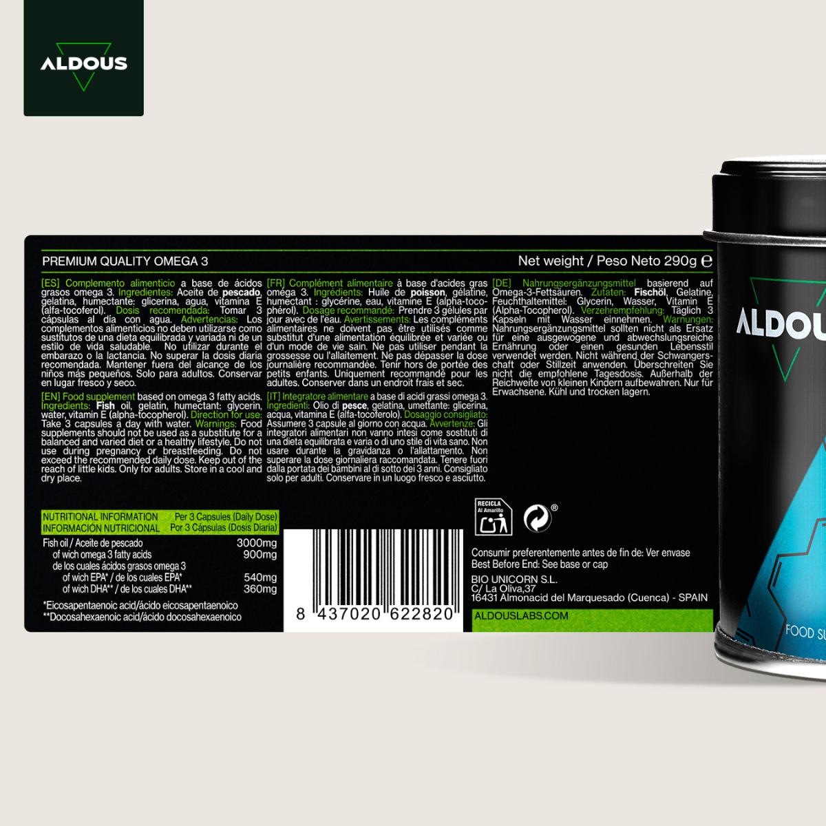 Omega 3 - 3000 mg | EPA e DHA Aldous 210 capsule