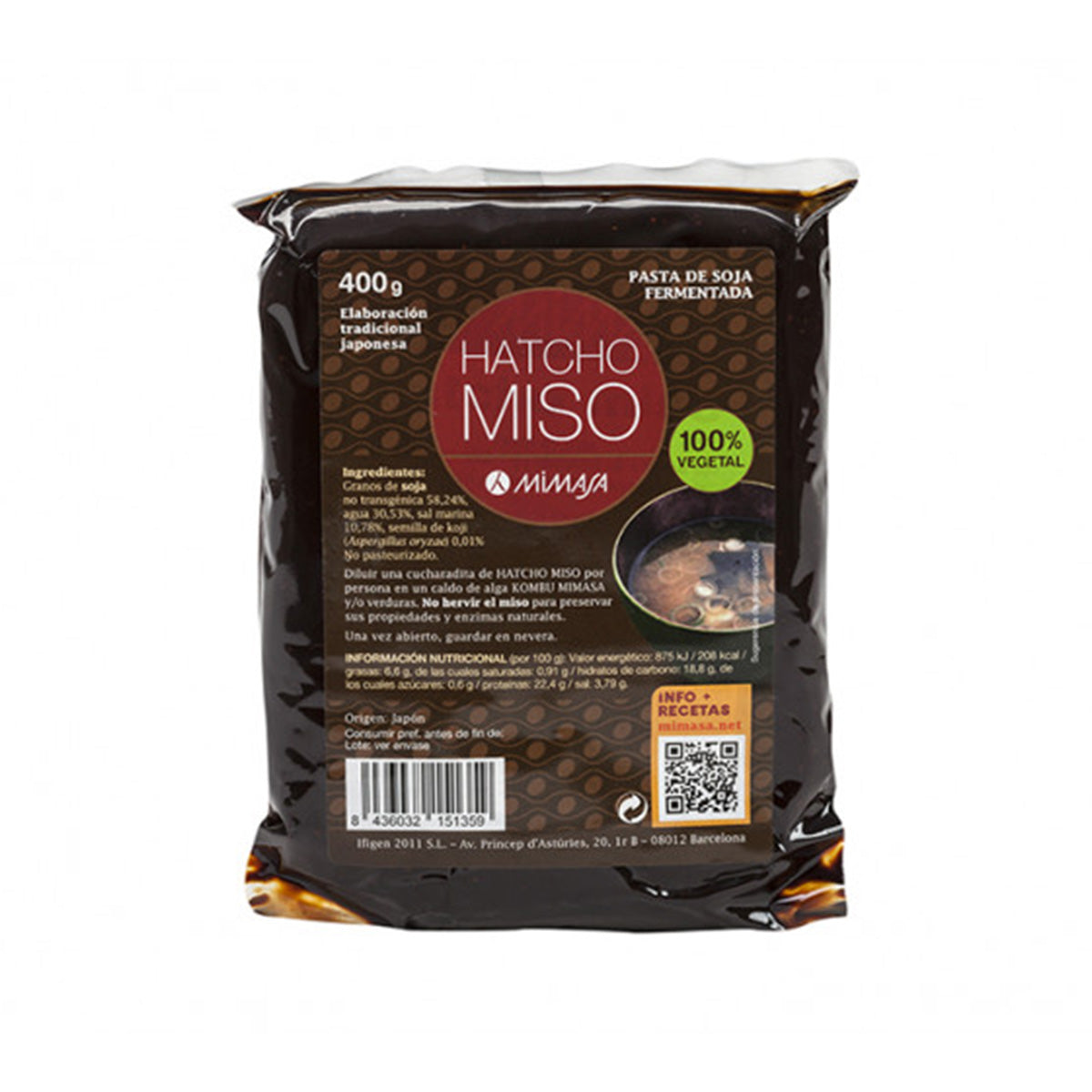 Hatcho Miso non pastorizzato MIMASA 400 g