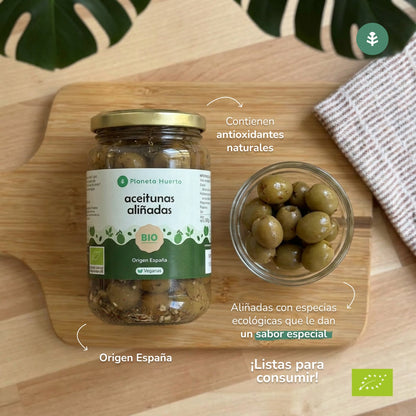 Oliwki zielone sezonowane Eco Planeta Huerto 390g
