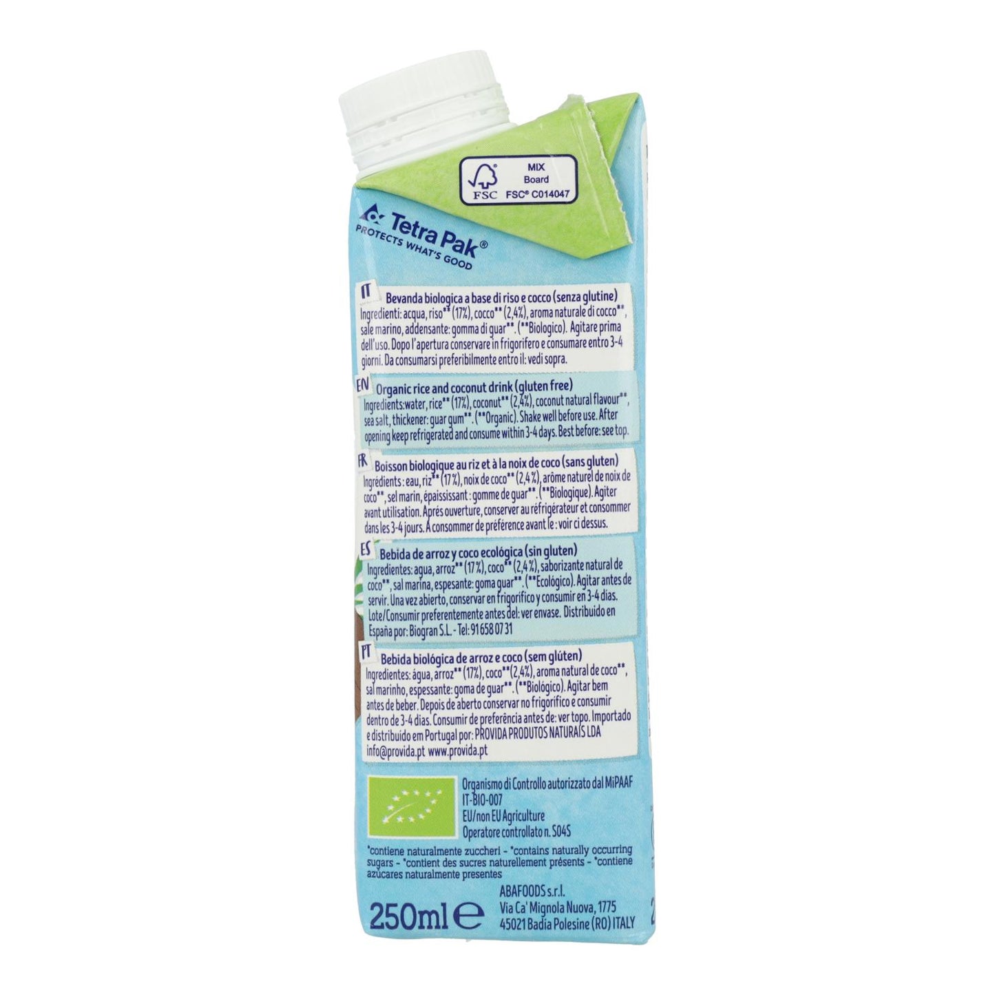 Organic Rice and Coconut Drink Bio Isola BIO 250 ml