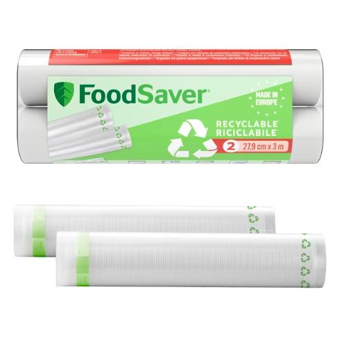 2 rollen vacuümverpakkingsfolie 100% recyclebaar 28 cm x 3 m FoodSaver