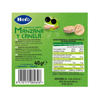 Pack 7x galettes de riz, pomme et cannelle sans gluten 40 g - Hero/Kids