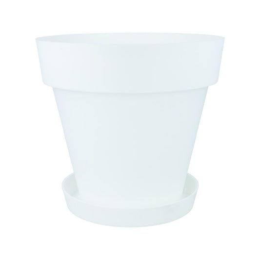 Zestaw doniczka z podstawką w kolorze białym Tes 26 x 24 cm