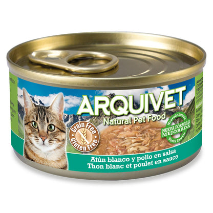 Weißer Thunfisch und Huhn in Sauce Arquivet 80 g Nassfutter für Katzen
