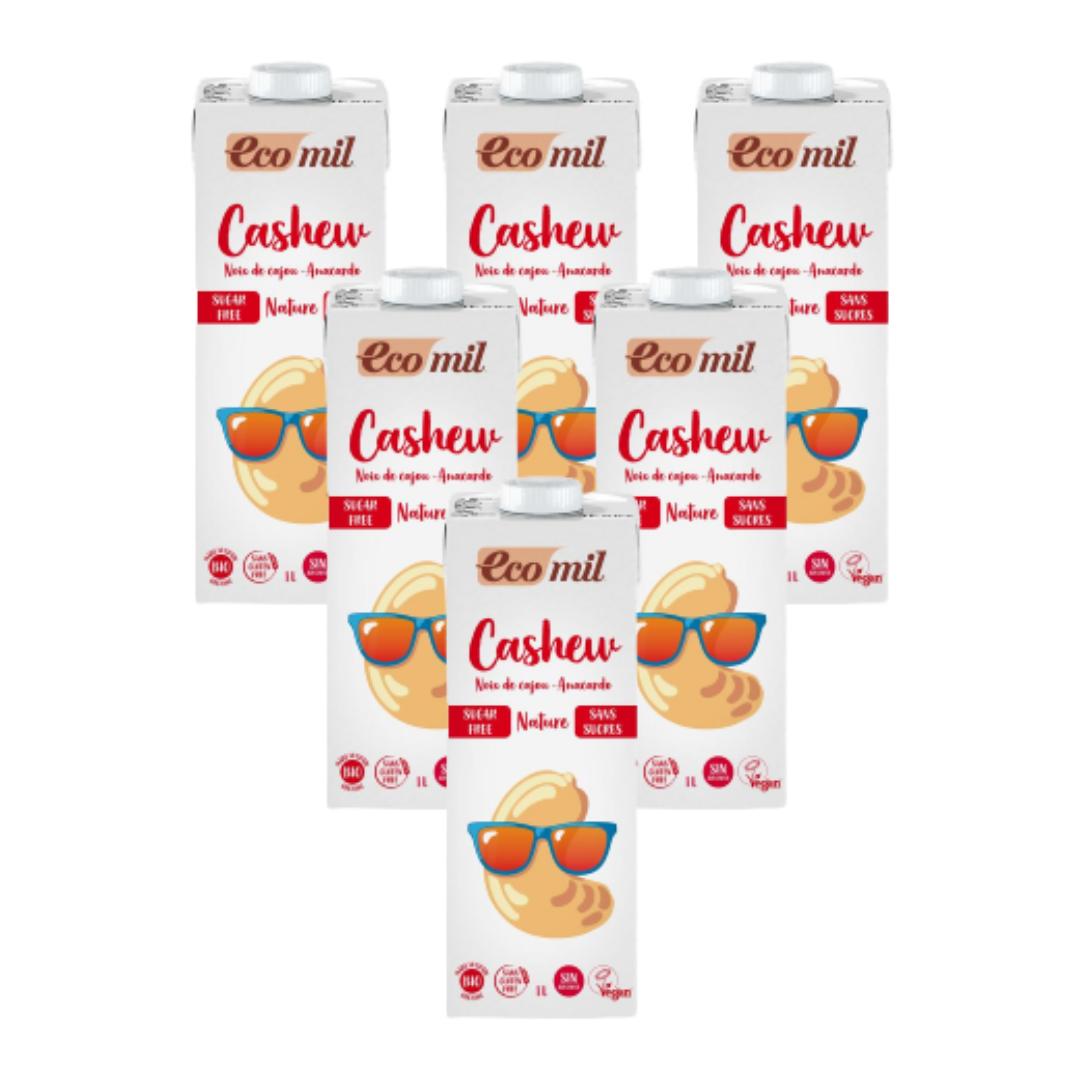 6er-Packung Cashew-Gemüsegetränk Nature Bio Ecomil 1 L