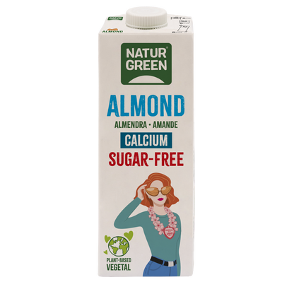 6er-Packung NaturGreen Zuckerfreies Mandelgetränk mit Kalzium, 1 Liter