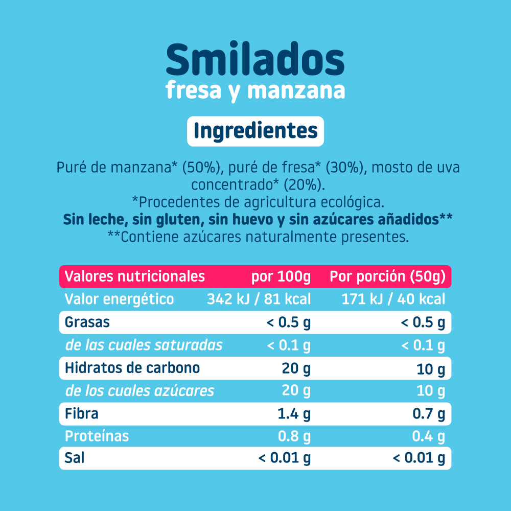 Pack of 2x Smilado Strawberry and Apple ECO ice cream for children 100% fruit SMILEAT 250 g/unit