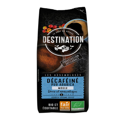 Caffè macinato decaffeinato delicato 100% Arabica BIO Destination 250 g