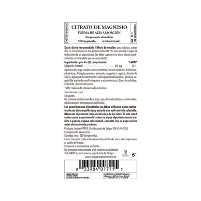 Magnesiumcitrat 120 tabletter – Solgar