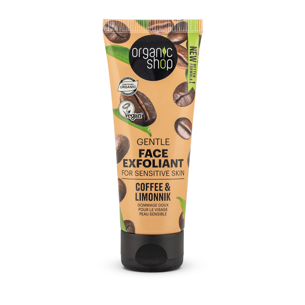 Gentle facial scrub for sensitive skin with coffee and schizandra, Organic Shop 75 ml