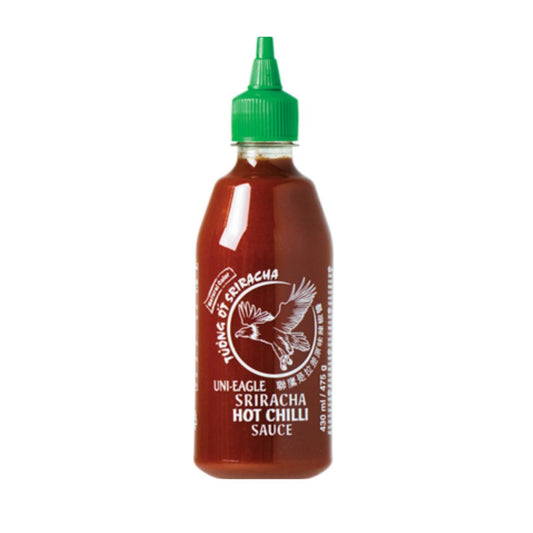 Uni-Eagle Traditionelle Chili-Sriracha-Sauce ohne Geschmacksverstärker (Glutamat) 475 g – Würzig-cremig nach thailändischer Art