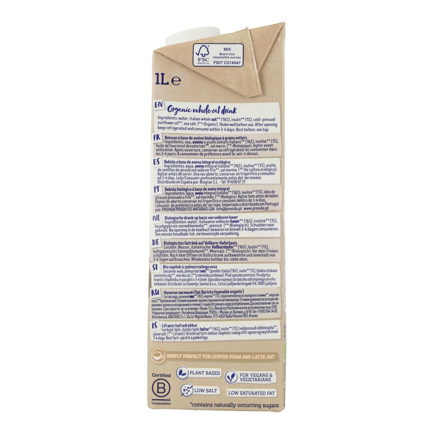 Barista BIO Isola Bio havredryck, 1 l