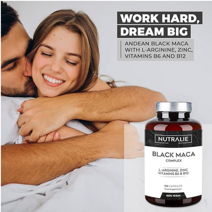 Nutralie Complexe de maca noire andine + vitamines B6 + B12, 120 gélules