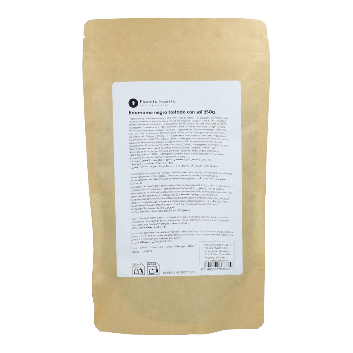 Geröstete schwarze Edamame mit Salz PLaneta Huerto 250gr