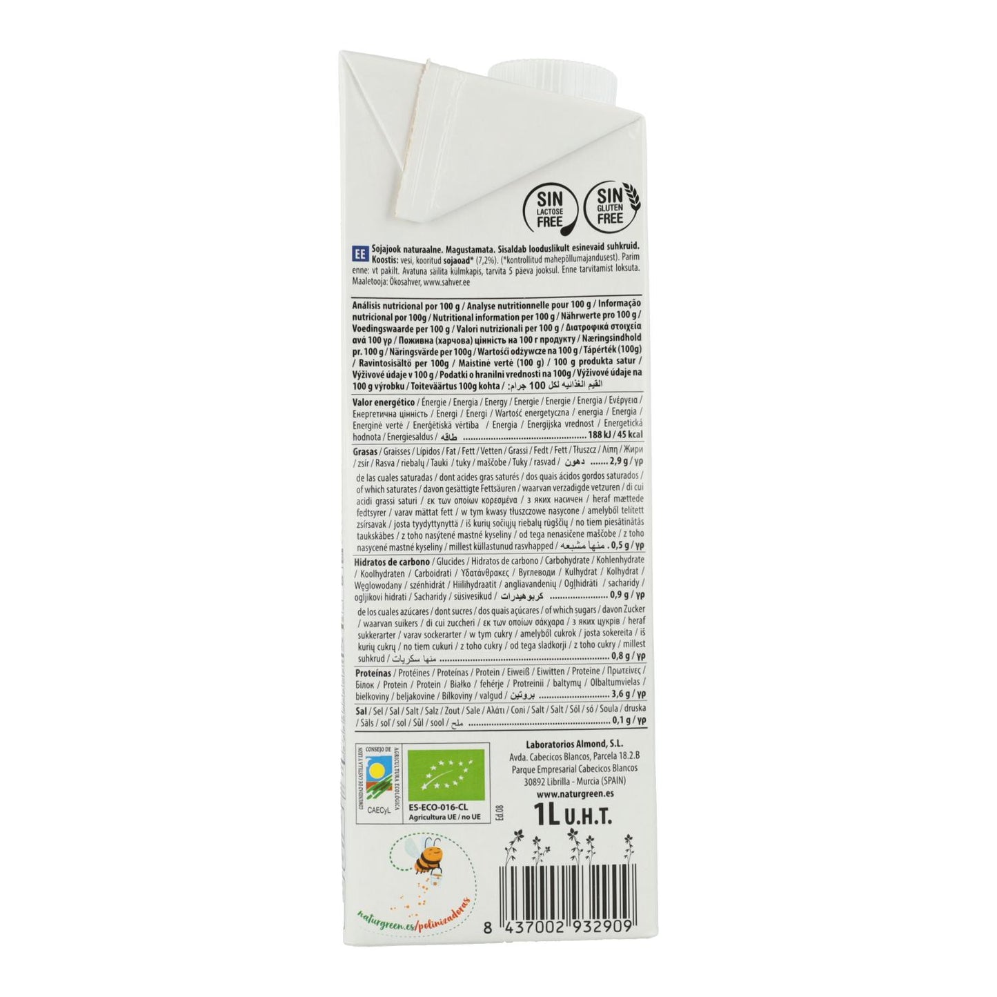 6er-Pack NaturGreen Bio-Sojagetränk ohne Zucker 1 l