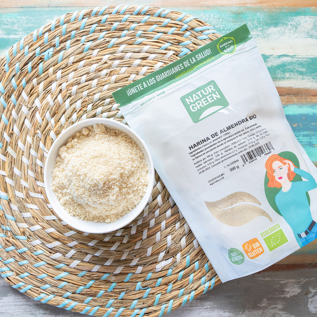 Glutenfri ekologisk mandelmjöl NaturGreen 300 g