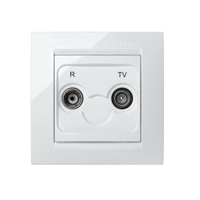 Simon 15 gniazdo telewizyjne pośrednie białe