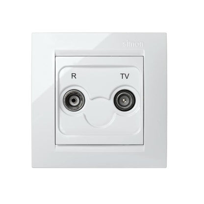 Simon 15 gniazdo telewizyjne pośrednie białe