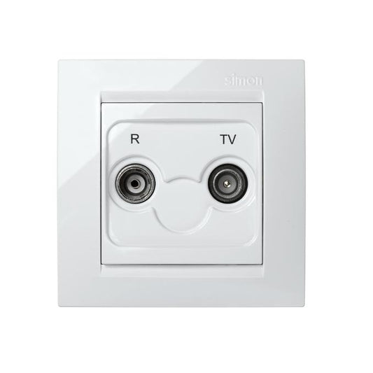 Simon 15 gniazdo telewizyjne pośrednie białe