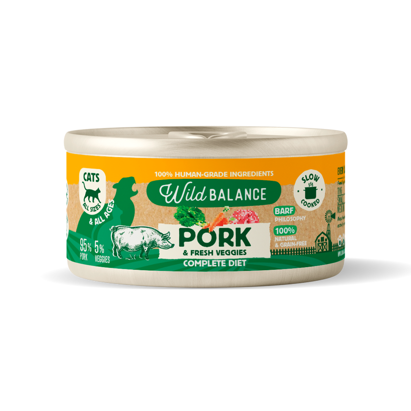 BARF-Dose mit Schweinefleisch und Gemüse für Katzen Wild Balance 120 g
