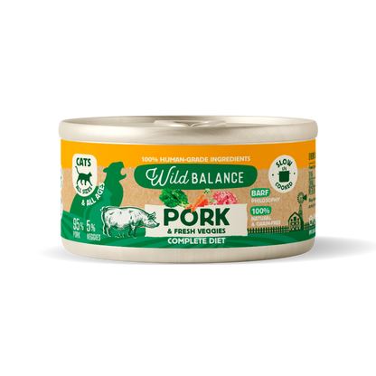 BARF-Dose mit Schweinefleisch und Gemüse für Katzen Wild Balance 120 g