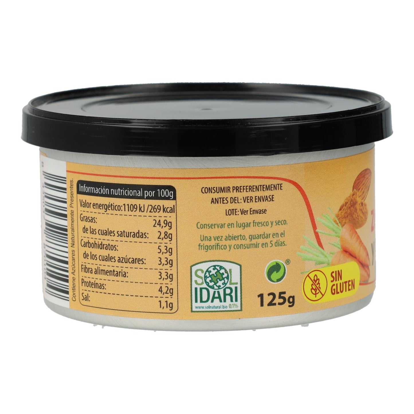 Vegane Karotten-Kurkuma-Pastete glutenfrei Bio Sol Natural 125 g