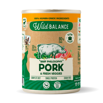 BARF-Dose mit Schweinefleisch und Gemüse für Hunde Wild Balance 400 g
