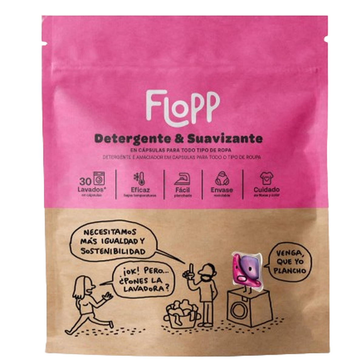 6er-Pack Waschmittel mit Weichspüler ECO Flopp 30 Kapseln