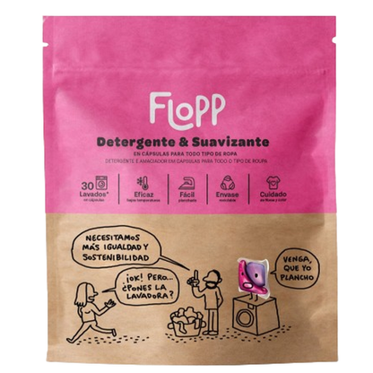 Lot de 2 paquets de lessive Flopp ECO avec adoucissant (30 capsules).