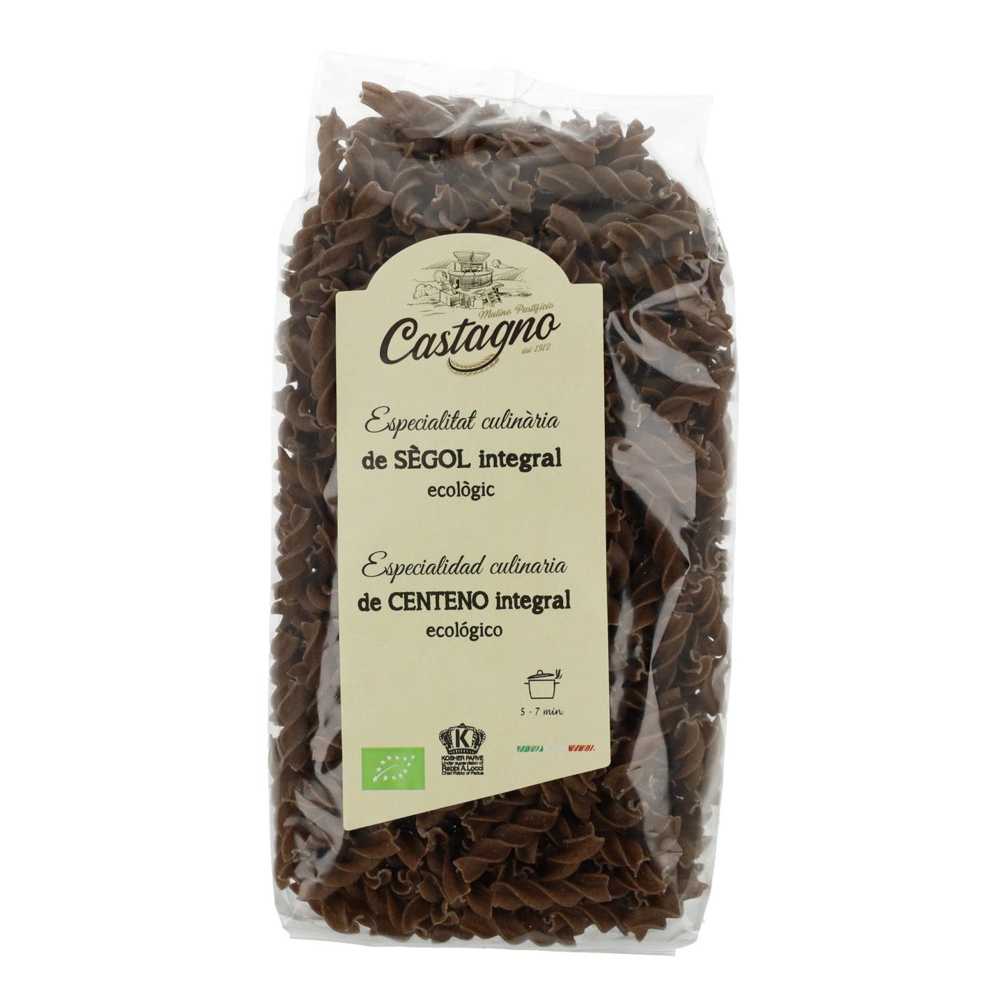 Wholemeal rye spirals ECO Castagno 500 g