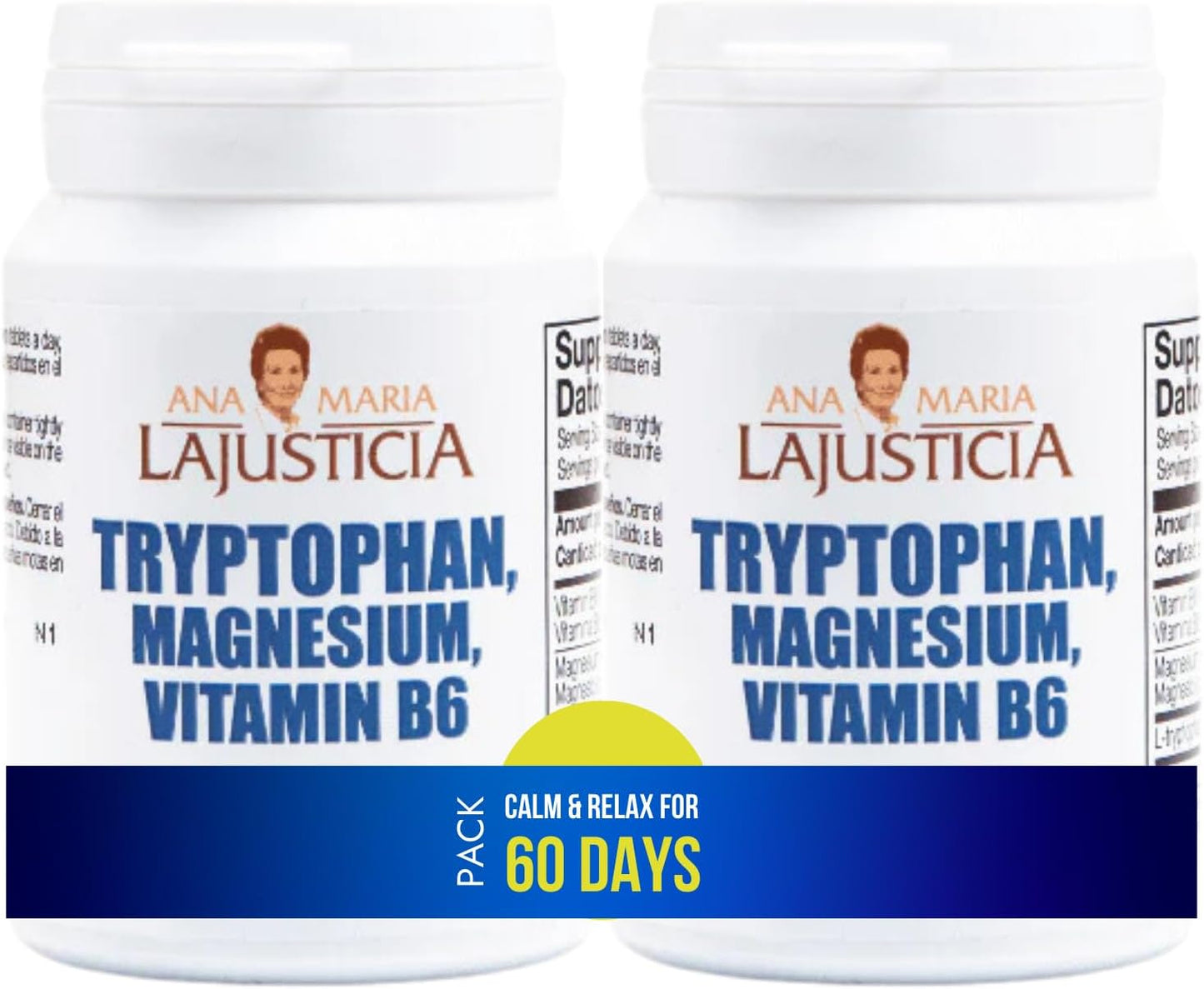Pakket 2x Tryptofaan met magnesium en vitamine B6 Ana María LaJusticia, 2 stuks van 60 tabletten