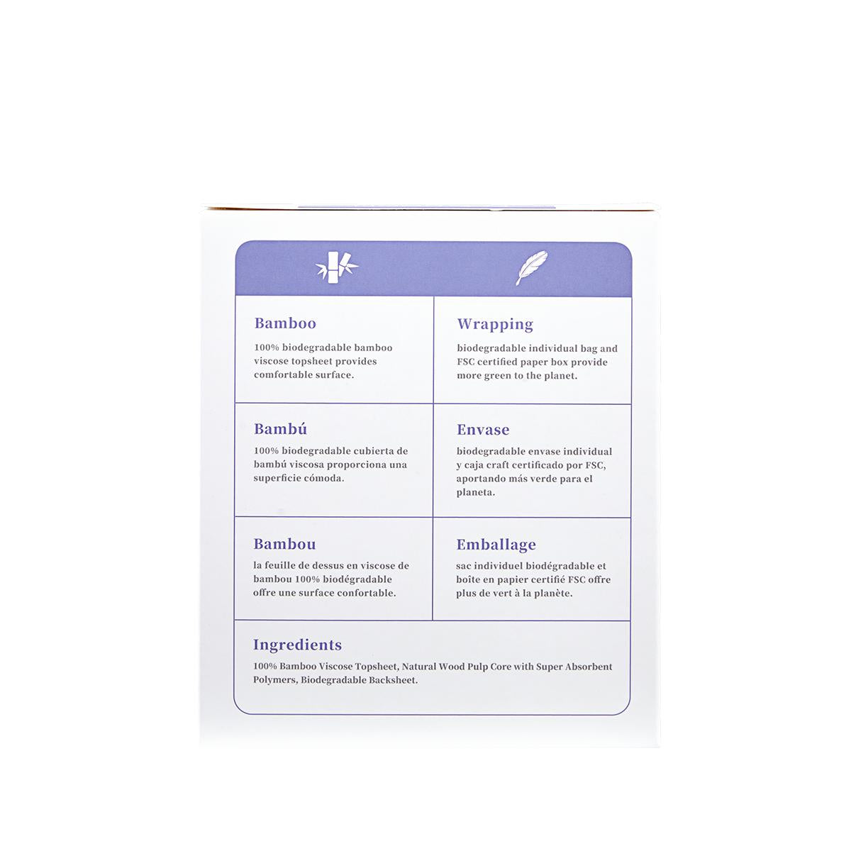 Biologisch abbaubare Bambusfaser-Kompresse Super Ecoboom 8 Stück