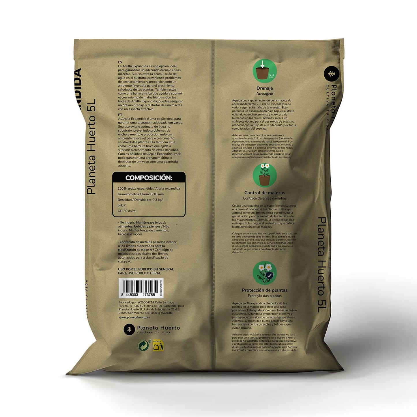 Pack 15 L 3 x Blähton Planeta Huerto 5 Liter