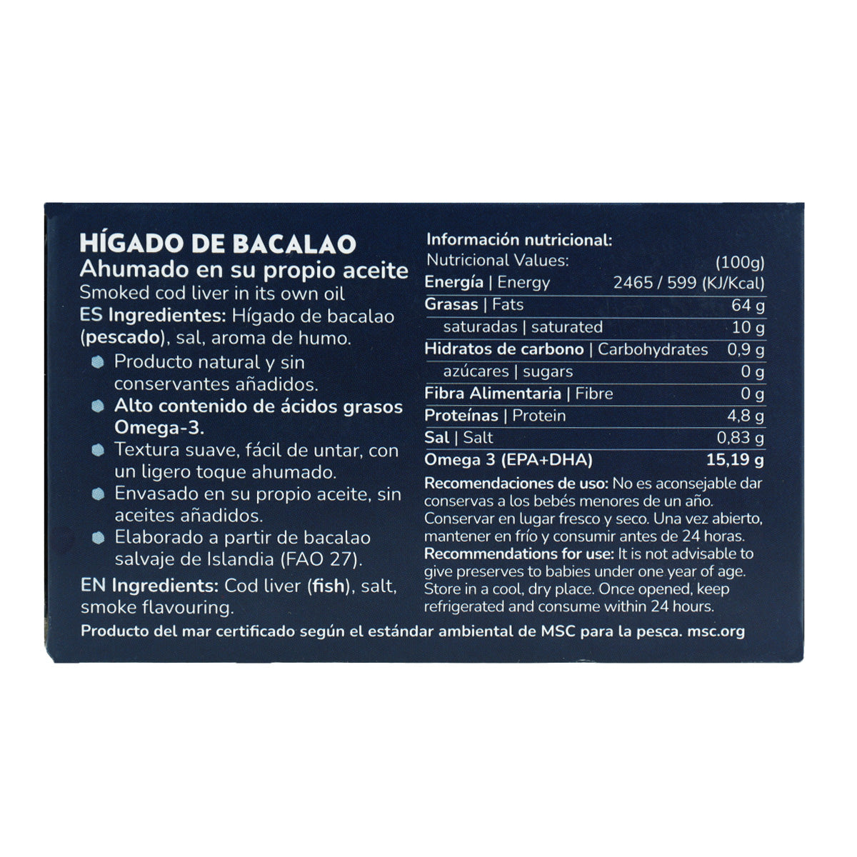 Kabeljauleber in eigenem Öl Planeta Huerto 120 g