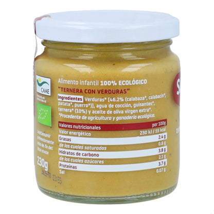 Bio-Glas mit Rindfleisch und Gemüse +6 Monate Smileat 230 g