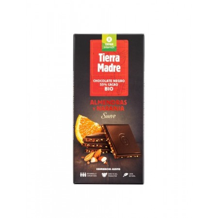 Tierra Madre Bio-Zartbitterschokoladentafel 55 % Mandel-Orange 100 g