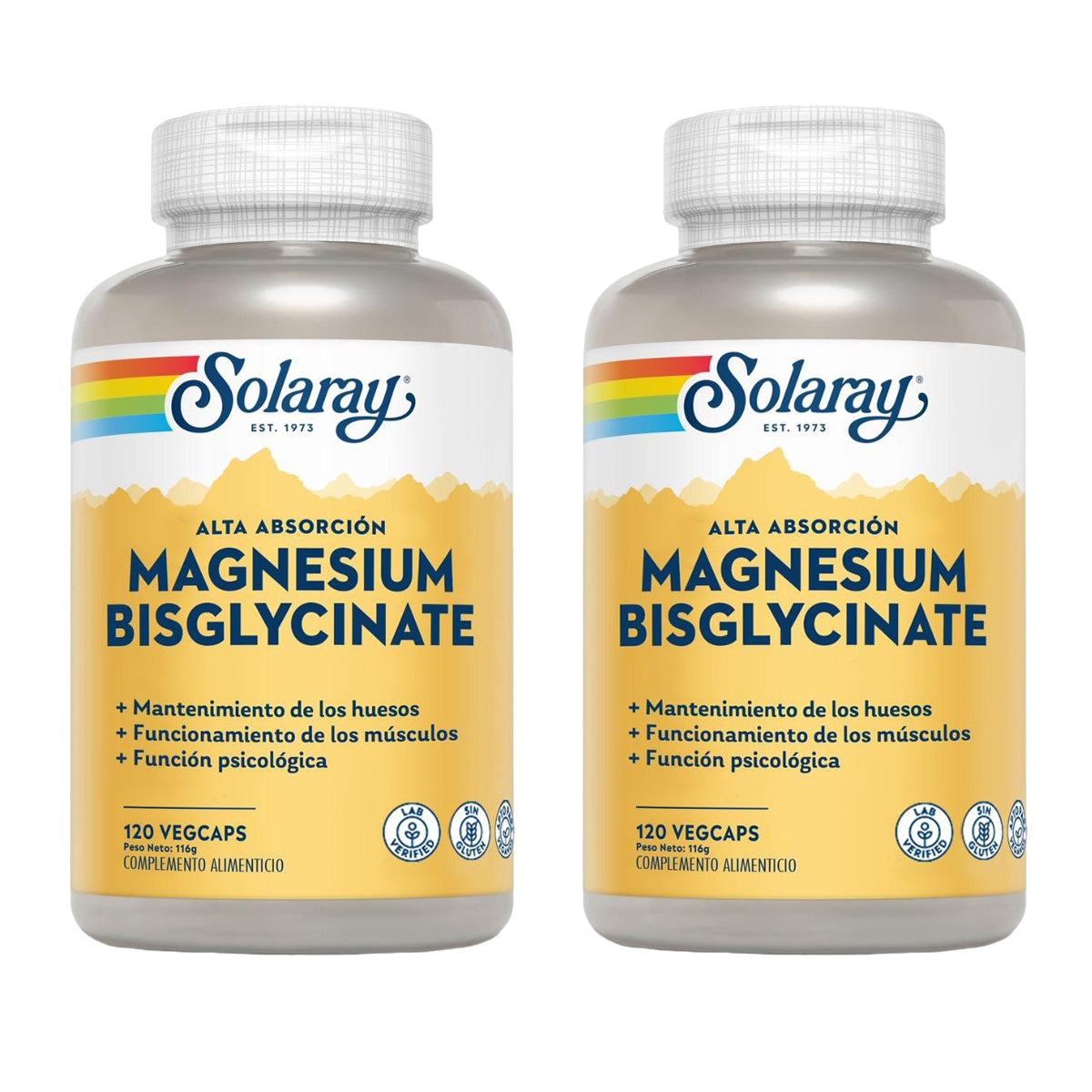 Pakket 2x Bisglycinaat Magnesium 120 plantaardige capsules