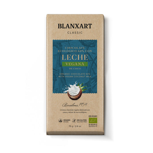 Cioccolato 60% cacao con latte di cocco Eco Vegano Senza glutine Blanxart 75 g