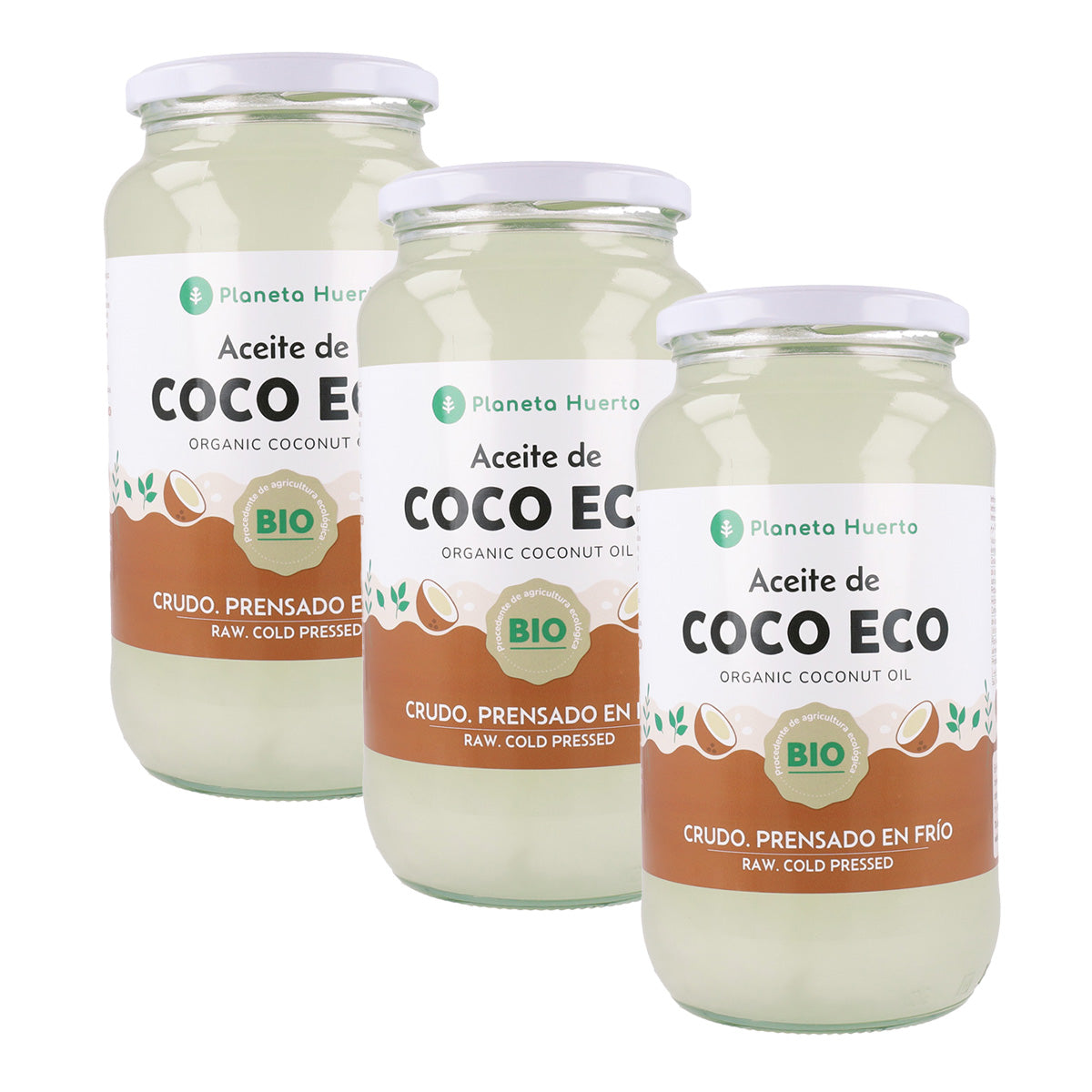 Pack 3x Natives Kokosnussöl ECO Planeta Huerto 1L