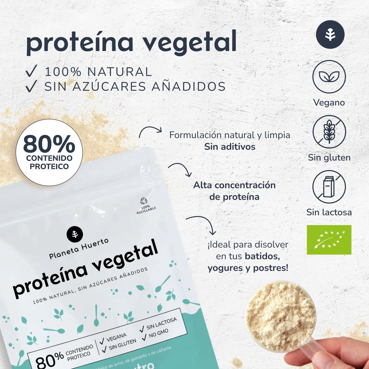 Neutral ECO vegetable protein 80% Planeta Huerto 500 g