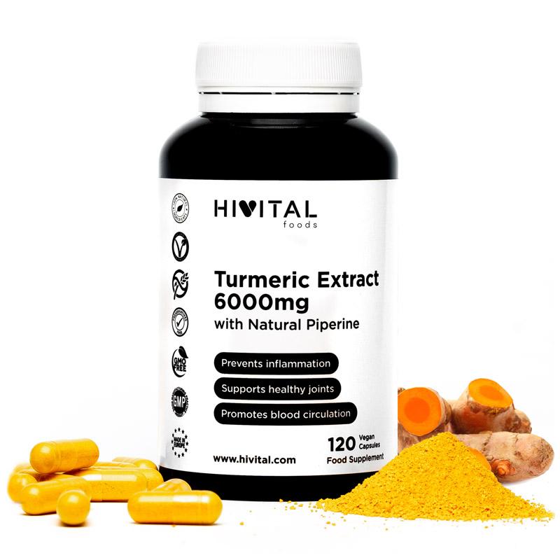 Curcuma 6000 mg avec poivre noir Hivital 120 gélules végétaliennes