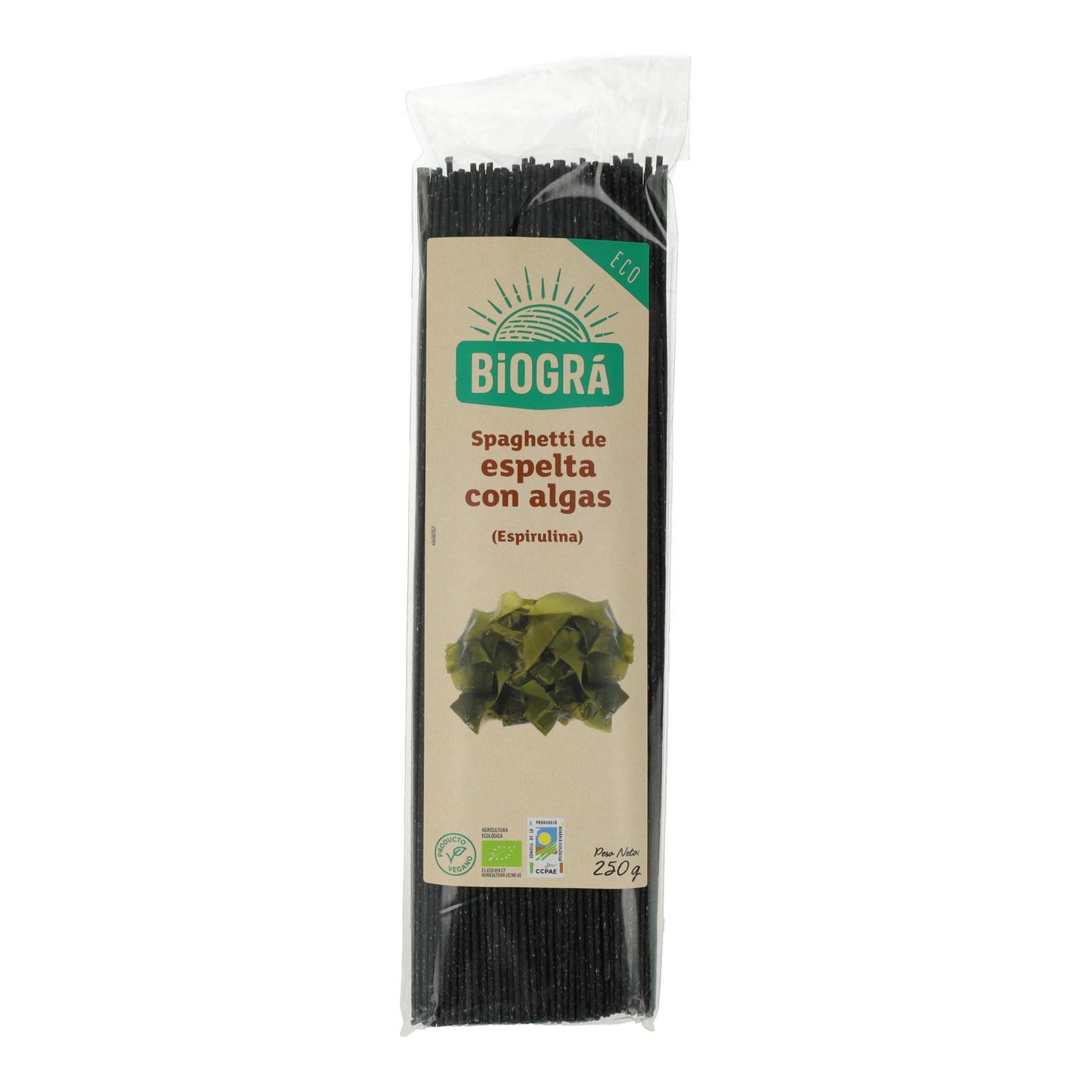Biográ Spelt Spaghetti with Seaweed (Spirulina and Fucus), 250 g