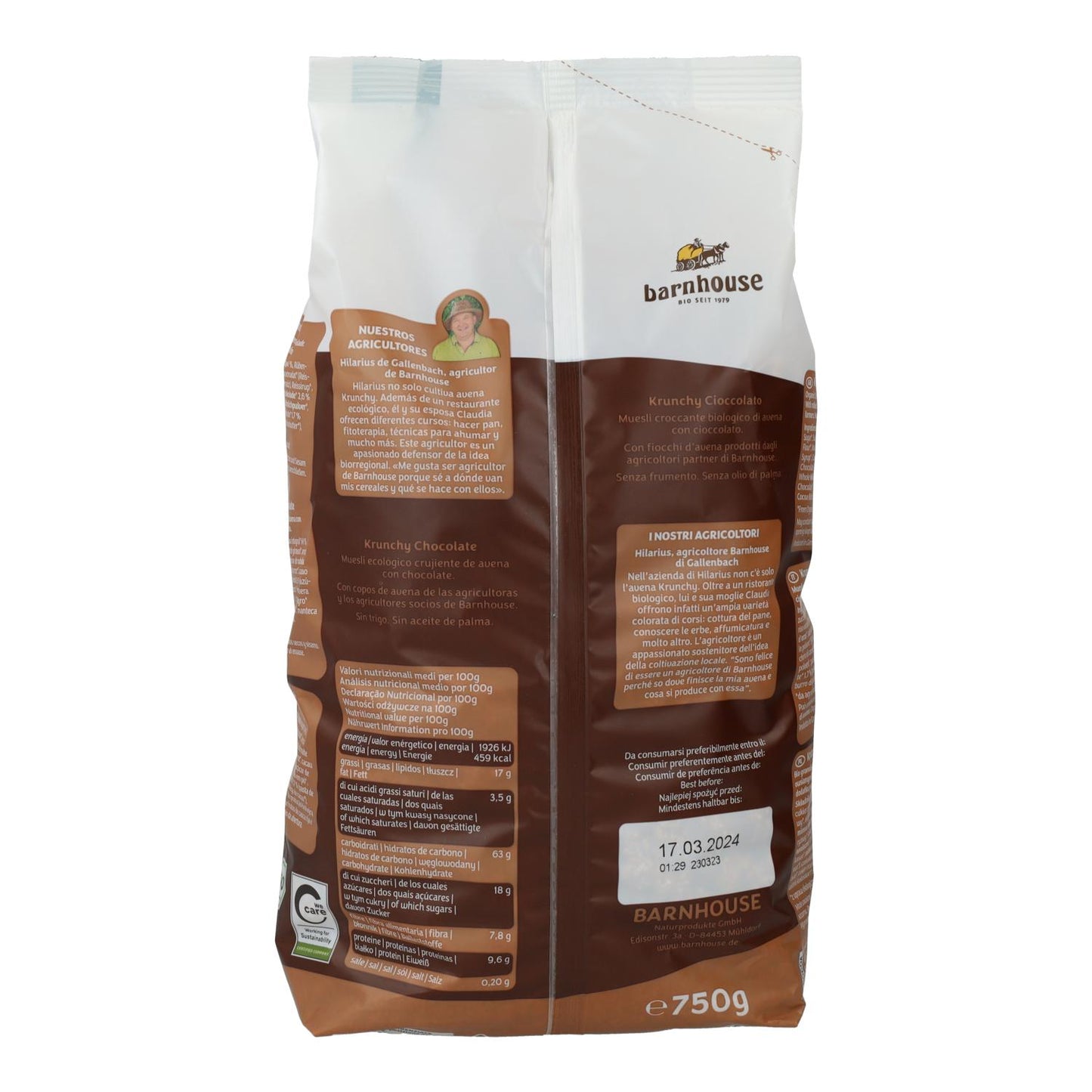 Müsli Krunchy Sun Chocolate BIO Barnhouse 750 g