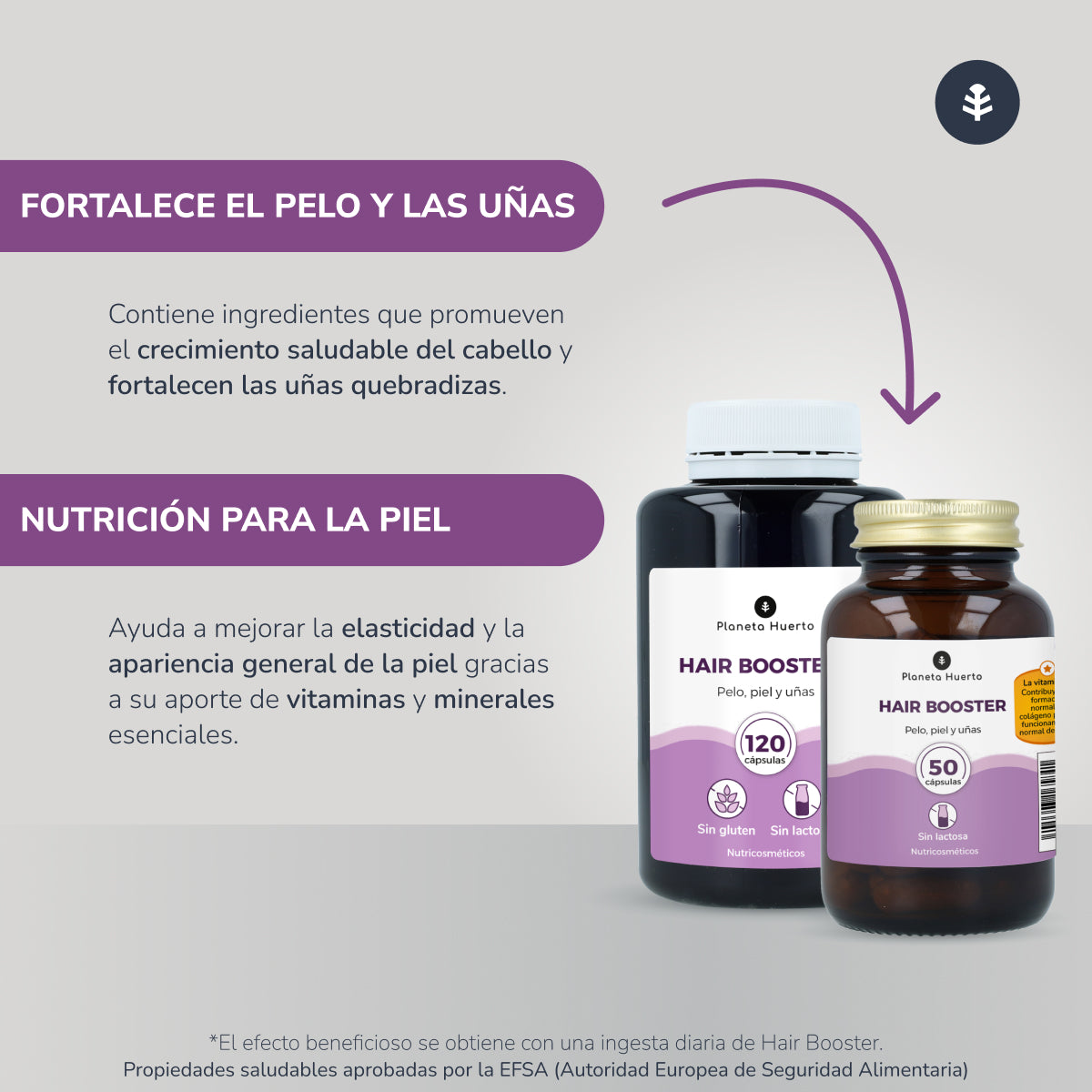 3xHair Booster Pack hair, skin and nails Planeta Huerto 120 capsules