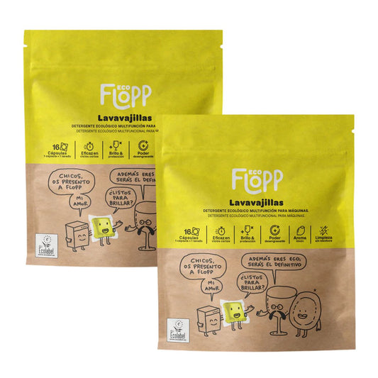 2er-Packung Flopp ECO Gel Geschirrspülmittel (je 16 Kapseln)