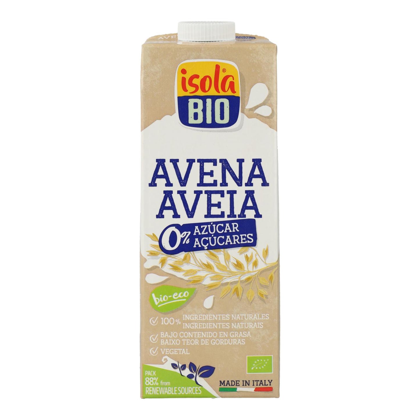 Havredryck 0 % socker BIO, 1 l. Isola Bio