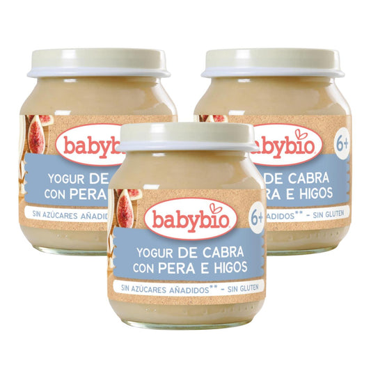 Pakket 3 stuks geitenyoghurt met peer en vijg Babybio 130 g